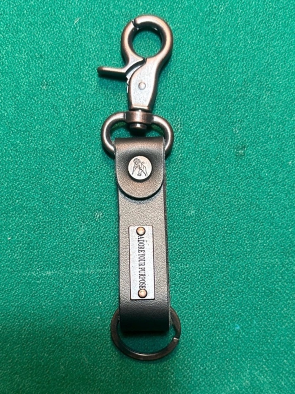 PRPS Black Leather Keychain with Metal Clasp